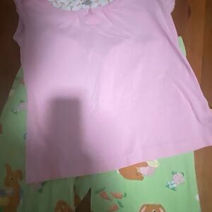 Pink and Green Women's Pajama Set Nick and Norah, Bunny theme